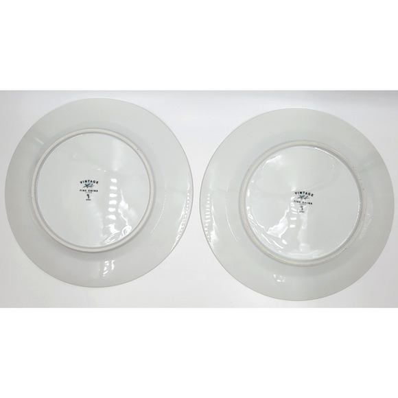 Two Vintage Fine China of Japan 6701 Dinner Plates Grapevine Silver Trim 1960s - Picture 6 of 8